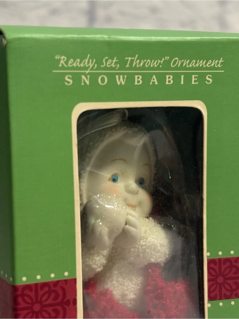 NIB 2008 Department 56 Snowbabies “Ready, Set, Throw” Christmas ornament